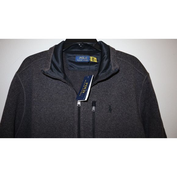 Polo Ralph Lauren Men's Sz XL Gray Heather L/S Full Zip Fleece Jacket $168 - Picture 3 of 10